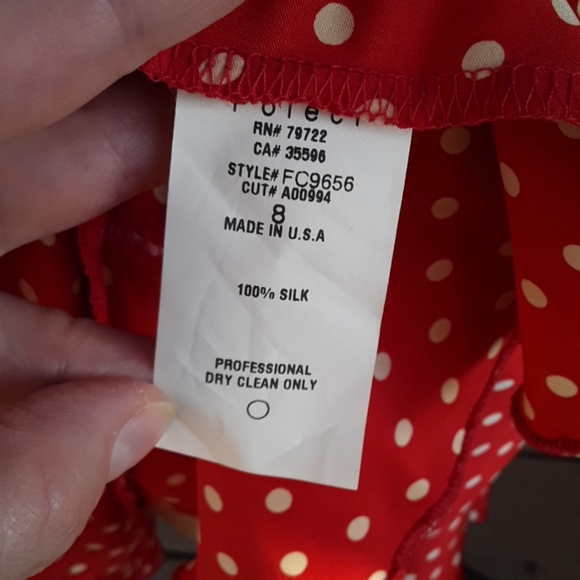 NEW size 8 POLECI Polka dot SILK dress Pinup Girl - Picture 9 of 12